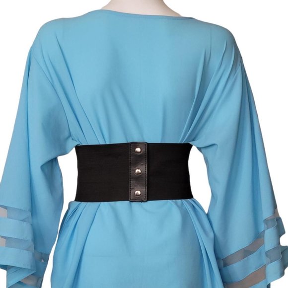 Women’s 3 Silver Rings Corset Belt Black - Picture 4 of 4